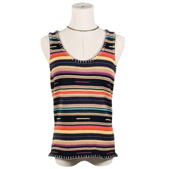 Double D Ranch Serape Knit Tank Top Multicolor Southwestern Sleeveless | XS - Picture 2 of 10